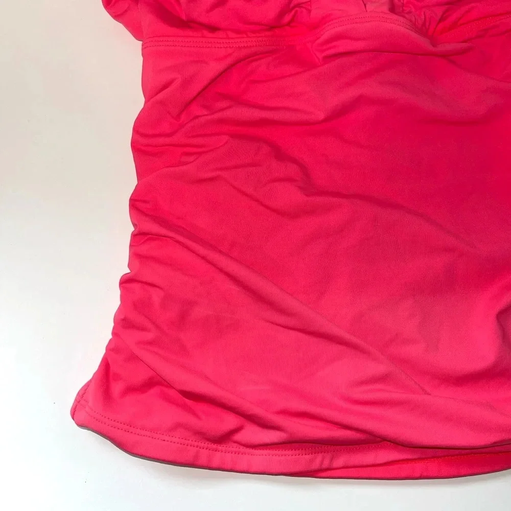 Athleta Hot Pink Halter Triangle Ruched Tankini Swim Top Small Women’s